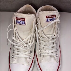 Converse All Star High-Top Sneakers in White and Red
